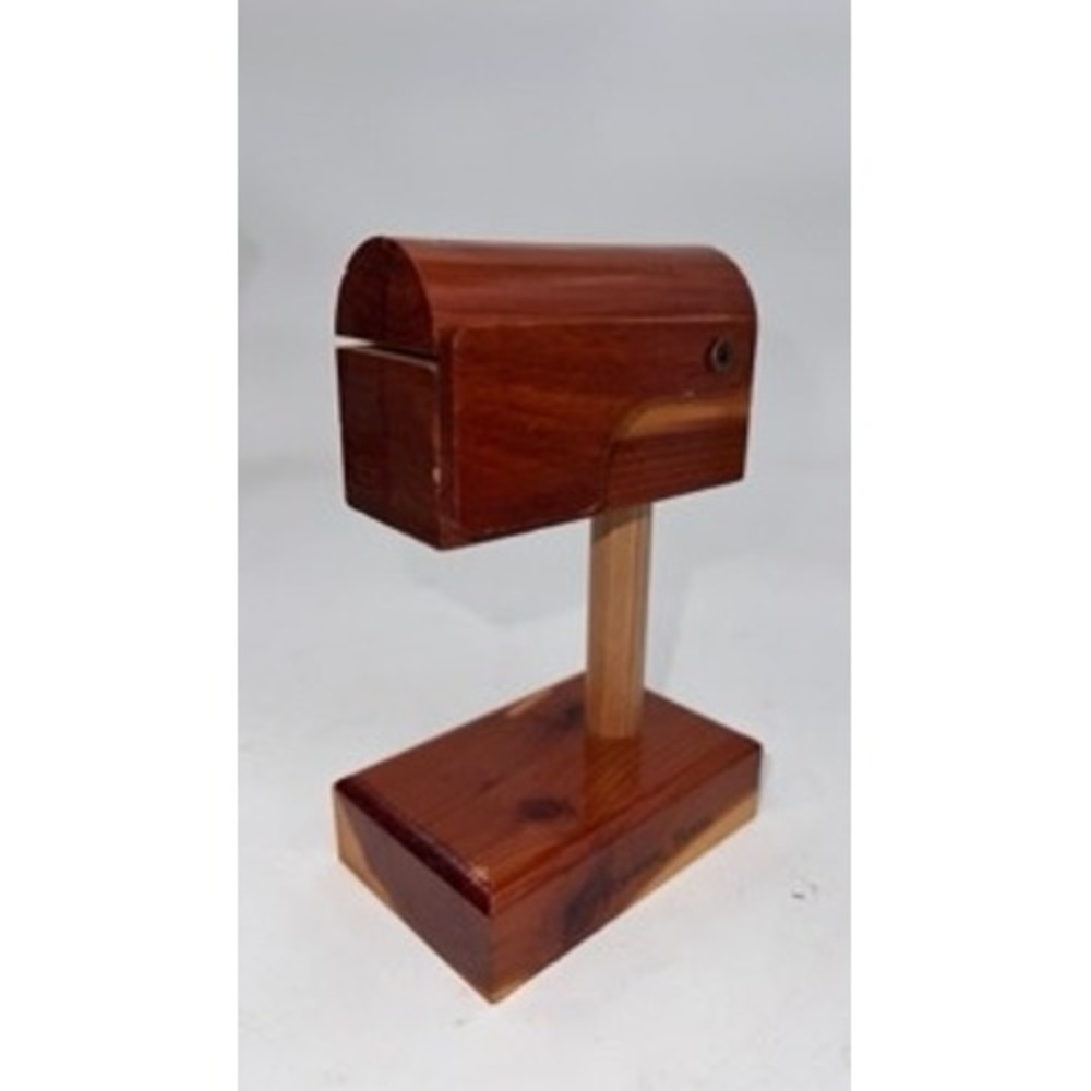 Vintage Cedar Wood Mailbox Figurine Sweetwater Texas Souvenir Folk Art Decor